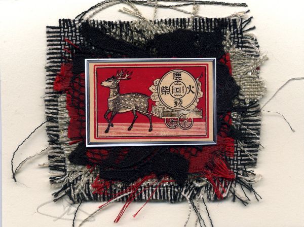 Chinese Holiday Reindeer Whimsical Santa in Checkered Red Convertible Holiday Card (Canada)