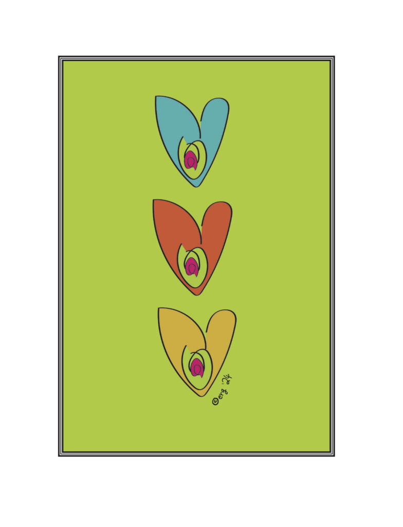 Three Vertical Hearts with Lime Green Background Card - Curmudgeon Cards