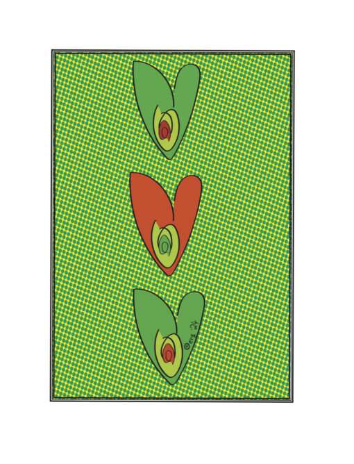 Green & Red Modern Hearts - Boxed Notes Greeting Cards  (BLANK)