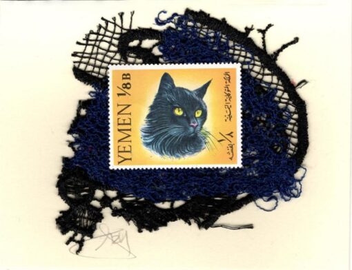 Blue-Black Cat with Yellow Eyes (Yemen) Card