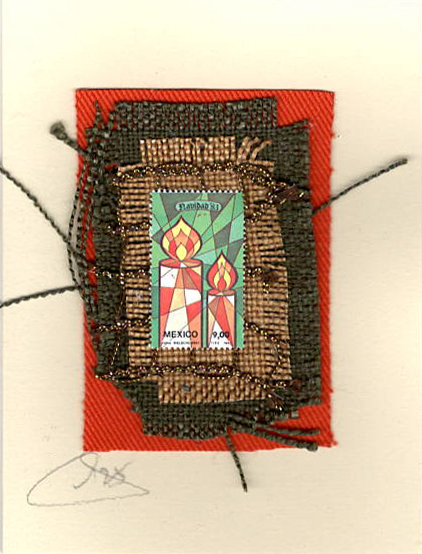 Three Stained Glass Candles (Mexico)  Christmas Card