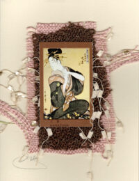 Geisha Kneeling with Hand on Heart in Pink (Non-stamp) Card